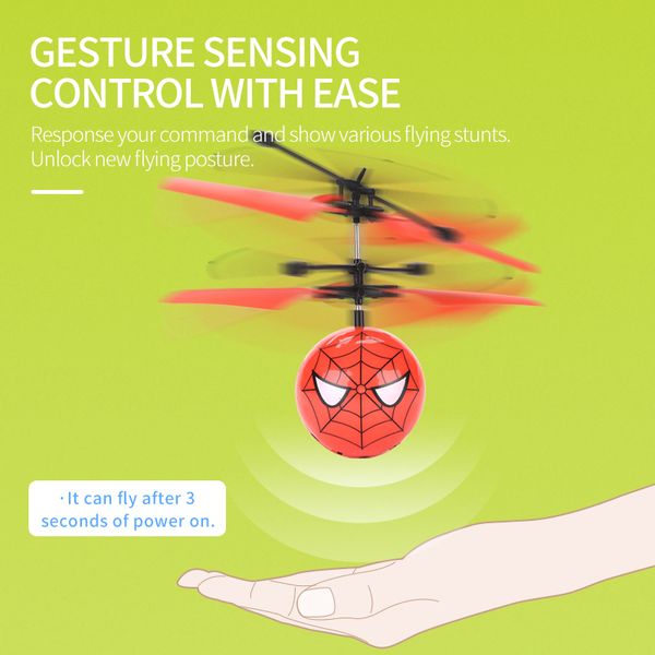 

cartoon characters gesture sensing flying ball night light flying airplane remote control children gift infrared induction drone kids toy 10