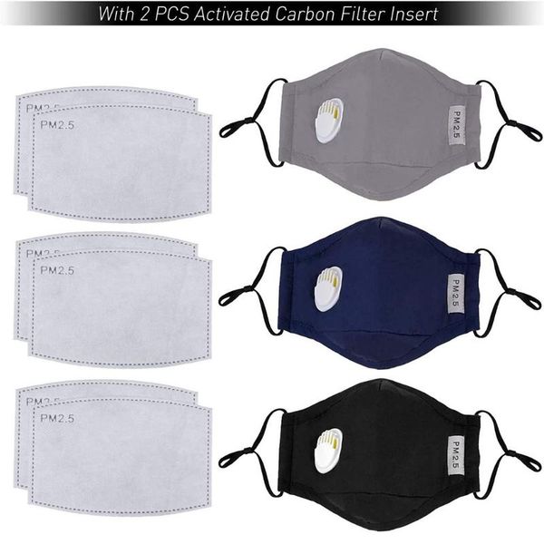 

reusable pm2.5 mouth dust respirator anti haze earloop breathable face 100%cotton safety sports washable hiking scarves, Black