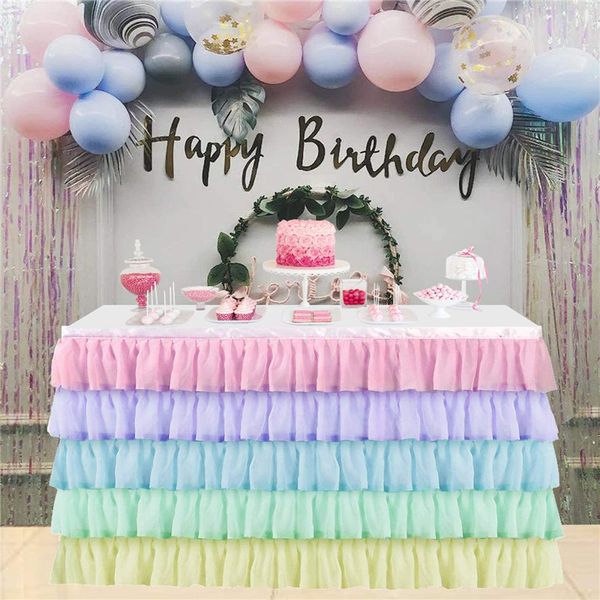 

table skirt 6ft 5 layer party tutu skirts baby shower favors banquet wedding el decoration home textile