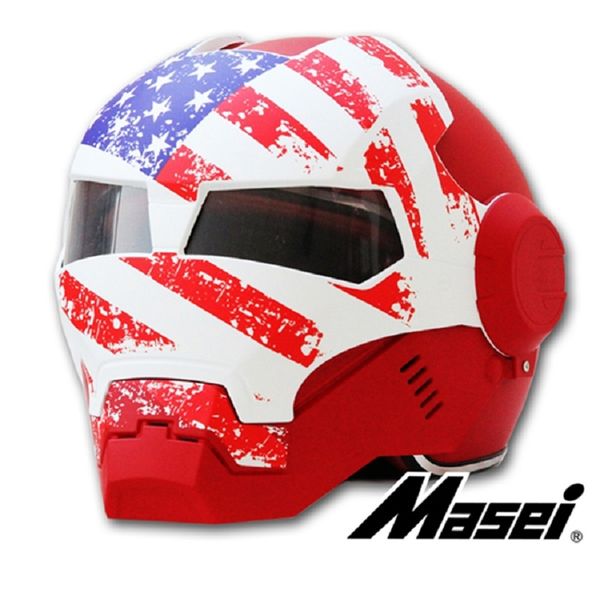 

masei 610 ironman us flag motorcycle helmet casque motocoross half helmet open face race cycle full face woman man