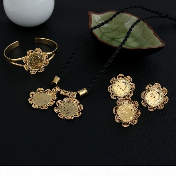 

e ethiopian head coin set bangle pendant ring earrings 24k gold gf african eritrea libya congo nigeria kenya arabic jewelry, Black