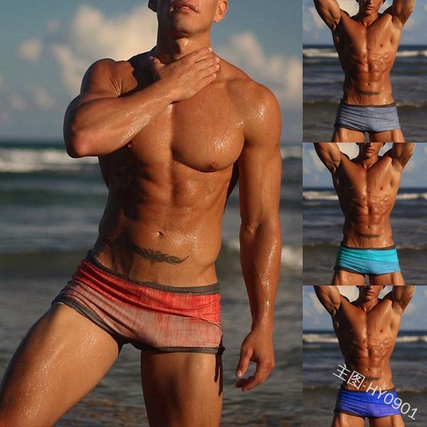 

2019 new boxer swimming trunks men's beach fashion sunshine swimming trunks, Black;red