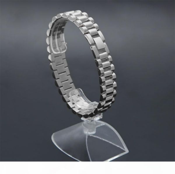 

t luxury 15mm 22cm men watch band bracelet gold plated stainless steel strap solid links cuff bangles jewelry gift, Bronze;slivery