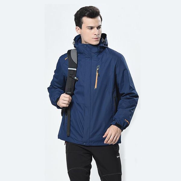 

3 в 1 мужчина походной куртки открытой ветровки зимнего человек теплое пальто флис подкладка 2 в 1 trekking mountain camping jacket, Blue;black