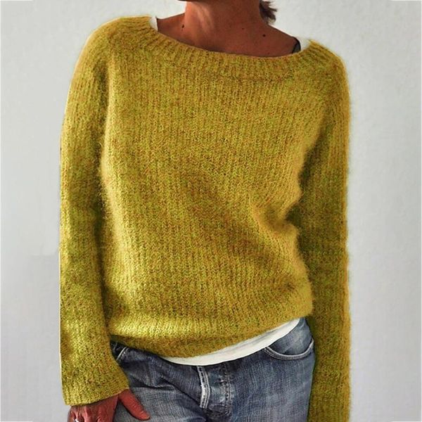 

women's sweaters women autumn winter knitted pullover sweater long sleeve round neck solid color casual loose femme clothes, White;black