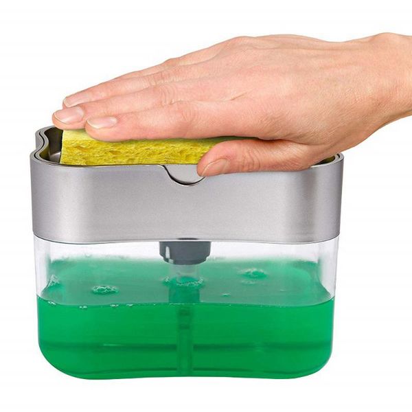

1 набор abs кухня 2в1 насос мыла w / губка держатель для dish wash liquid container для дома школы