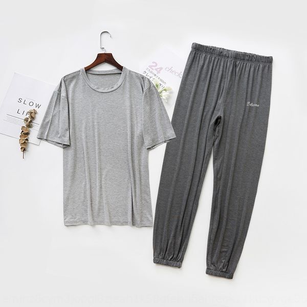 

modal men's two-piece trousers pajamas suit pants home clothes summer thin casual home clothes house suit can go out, Blue;red