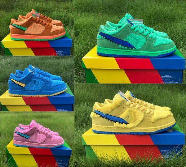 

2020 new grateful dead x sb dunk low yellow green bear designer shoes blue fury deep royal skateboarding sneakers come cj5378-700, White;red