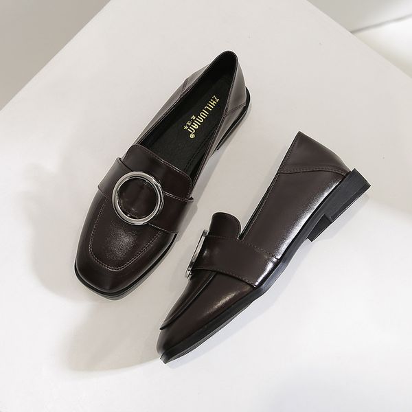 

women's flats oxford shoes woman genuine leather sneakers ladies vintage casual oxfords shoes for women footwear, Black