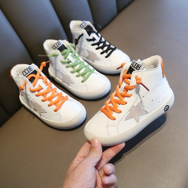 

boys and girls high-small dirty 2020 winter new children's boys white shoes velvet children's korean casual shoes, Black