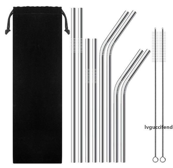

new stainless steel straw and brush reusable bend and straight metal 10.5 and 8.5 inch extra long stainless steel straw drinking straws dhl