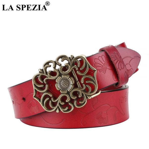 

la spezia red women belt vintage waist belt genuine cow leather pin buckle vintage cowskin brand ladies 110cm, Black;brown