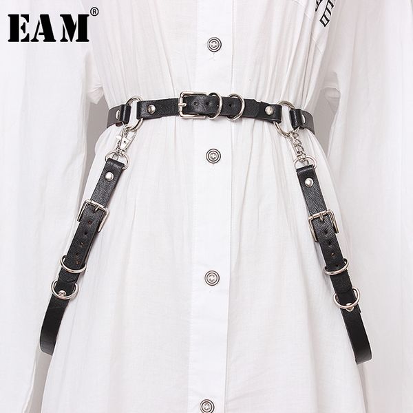 

eam] 2020 new spring summer pu leather black buckle split joint personality long belt women fashion tide all-match jx463, Black;brown
