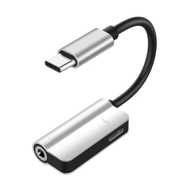 

usb type-c audio charging adapter 2 in 1 type c male to female 3.5mm headphone jack + charging converter for huawei p20 pro