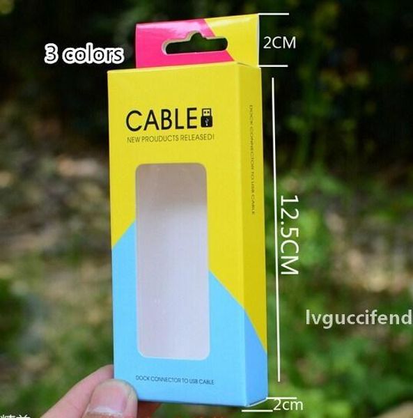 

2017 new dual color universal micro usb charger cable paper retail package boxes for iphone 7 6 6s plus samsung s8 s7 edge