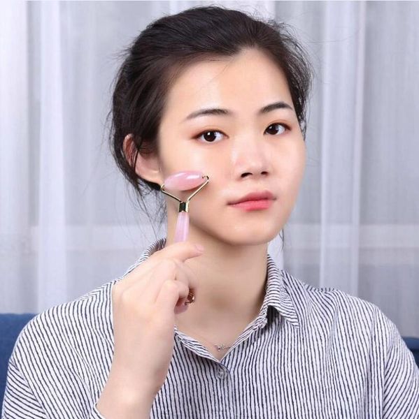 

natural rose quartz crystal roller face massager facial spa tool healing new