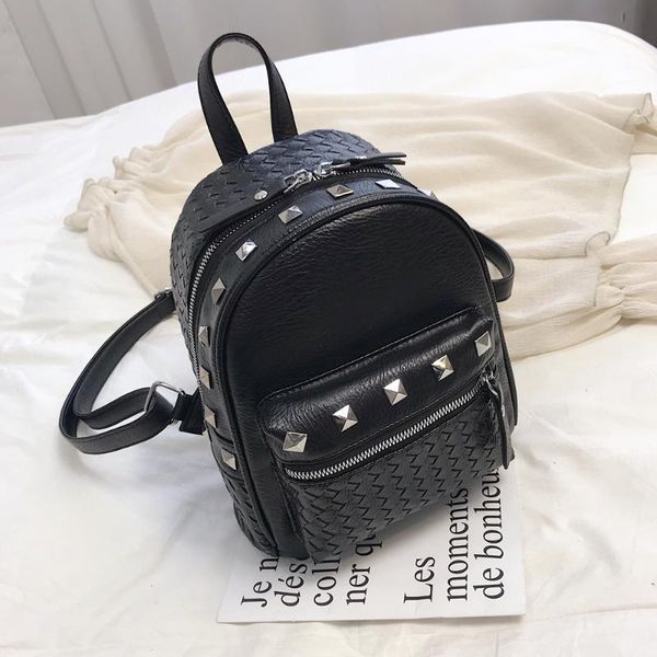 

backpack women backpack schoolbag fashion pu leather rivet school bags for girls work lady's bags for women 2020