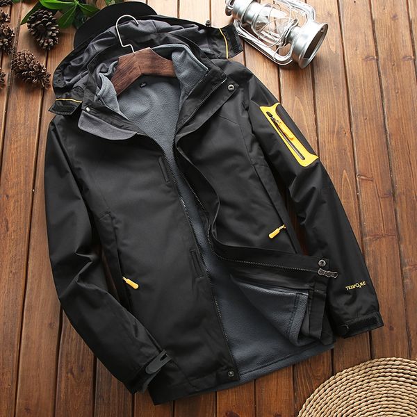 

three-in-one two-piece outdoor warm coat fleece jacket breathable mountaineering clothes women's men's outdoor warm coat thickened, Blue;black