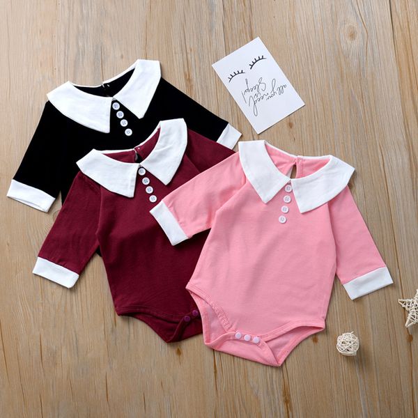 

infant baby kids girls doll collar bodysuit casual clothes autumn winter newborn long sleeve bodysuits kids girl jumpsuit 2020, Blue