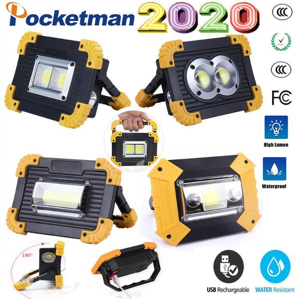 

portable lanterns 100w super bright led spotlight work light usb rechargeableled latern torch use 2*18650 or 3* battery for camping