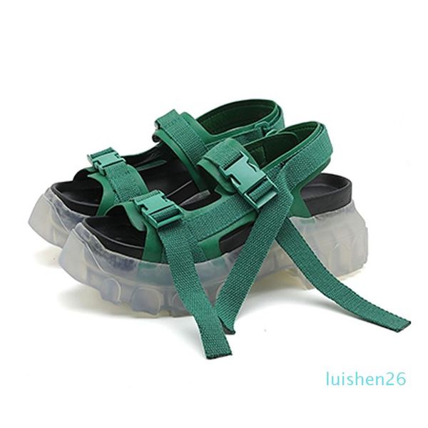 

platform women owens sandals thick soled heels shoes height increaming women buckle beach sandals transparent heel 26l, Black