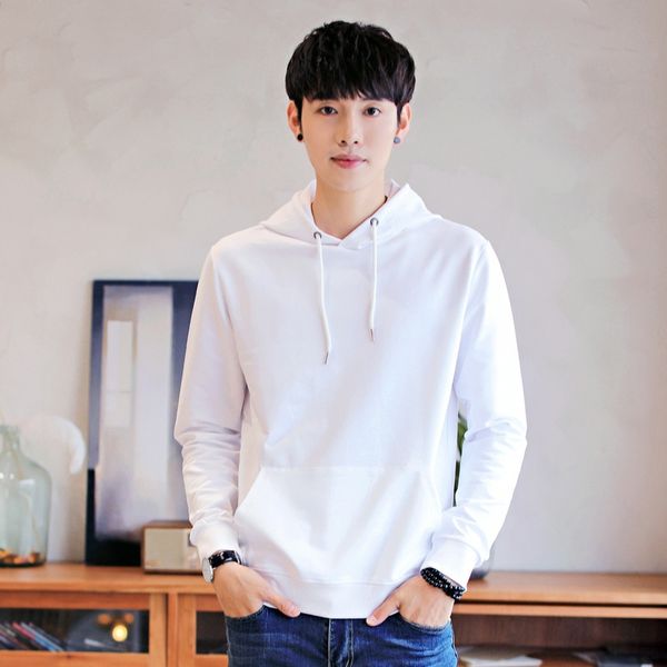 

new solid color pullover round neck casual student men's and pullover hoodie hoodie hoodiewomen's class clothes, Black