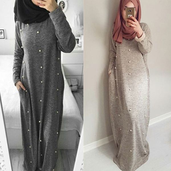 

arab vestidos 2019 uae abaya dubai kaftan turkey cotton beading maxi muslim hijab dress women islamic clothing tesettur elbise