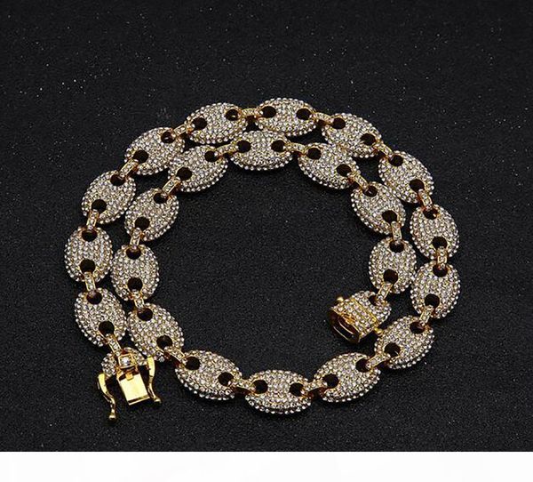 

2019 men's hip hop gold plating marine link iced out bling chain necklace 8inch 16inch 18inch 20inch 22inch 24inch link chain bracelets, Silver