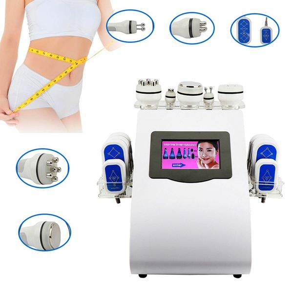 

6 in 1 laser beauty slimming fat burning removal machine lipolysis 8 pads cavitation vacuum therapy effective ultrasonic multifunction, Black