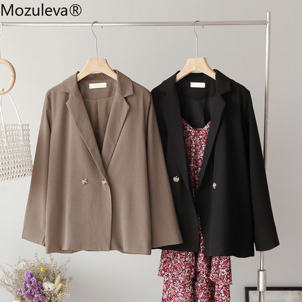 

women's jackets mozuleva arrival autumn winter solid color long-sleeved lapel suit jacket with lining coat, Black;brown