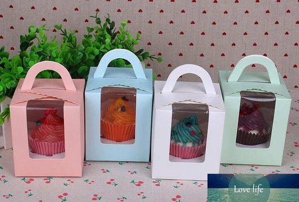 Коробки кекс с окном с ручкой Macaroon Box Muffin Box