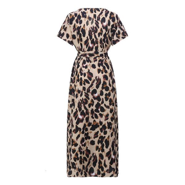 

плюс размер глубокий v шеи leopard печати wrap элегантные платья женщин floral 2020 мода весна с длинными рукавами опоясанный повседневные п, Black;gray