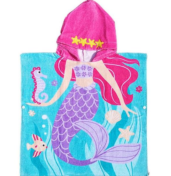 

whole sale new cotton children's cartoon bathrobe soft beach towel lengthened hooded cape bath towel ing