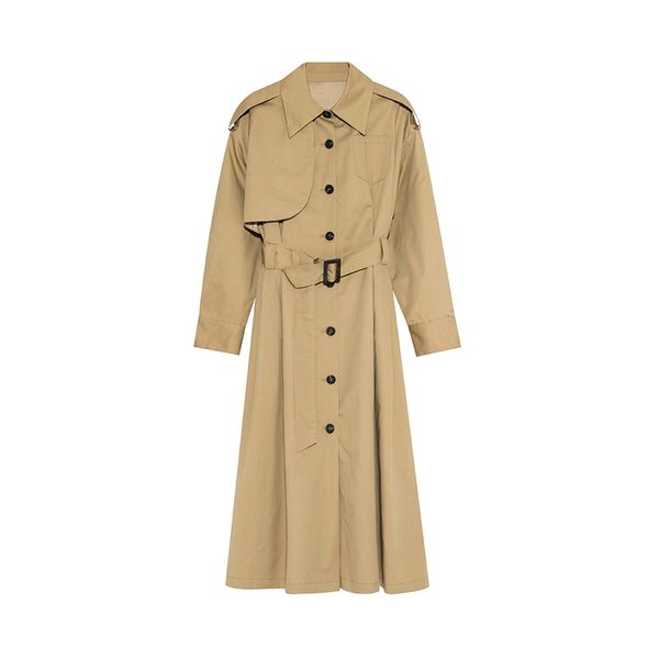 

new designer women trench coat siingle breasted trench with belt women elegant slim long coats outerwear, Tan;black