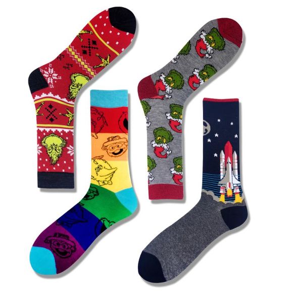 

colorful cotton mens socks funny bear hambuger bear alien yoda happy pizza skate harajuku graphic socks for christmas gift, Black