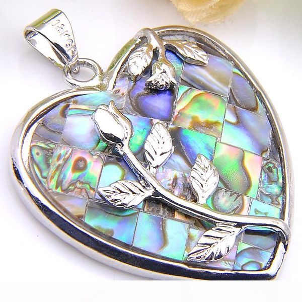 

5 шт 1 лот luckyshine лучших оптовой natural shell подвеска серебро 925 сердце роза подвески для ожерелья бесплатных отправок, Silver