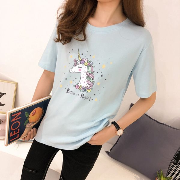 

pjh9m trendy ins super short-sleeved women's t-shirt korean style letter couple t-shirt shortsshorts and shorts wear loose student clas, White