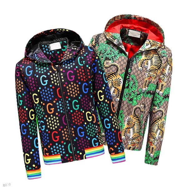 

tiago mens designer hooded jackets windbreaker sportswear new spring autumn casual jacket clothing zipper collar plaid printed slim jacket, Black;brown