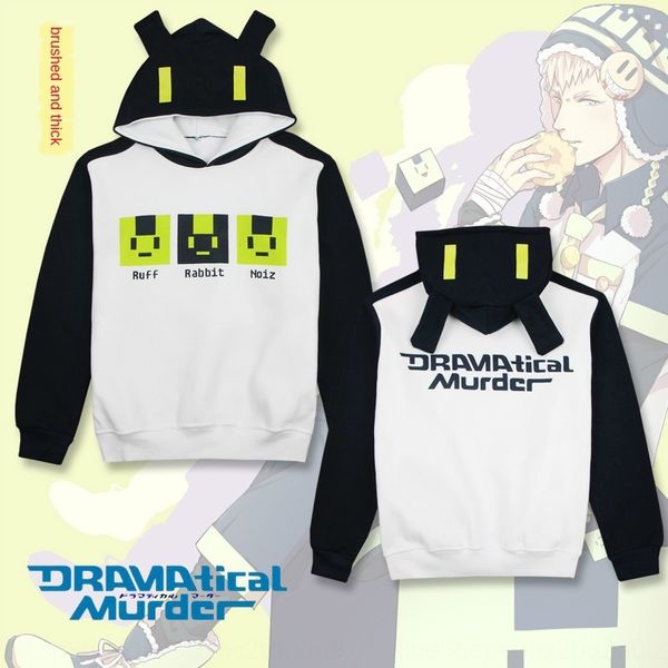 

manlong аним периферийного dmmd драматического убийство свитер noiz noiz сов пальто пуловер пуловер с капюшоном с длинным рукавом пальто, Black