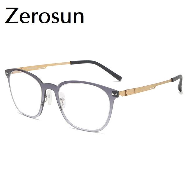 

zerosun titanium eyeglasses male transparent glasses men women ultralight fashion eyewear for optical prescription myopia, Black