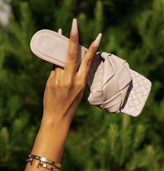 

new brand slippers fashion weave leather women sandal open toe flat casual slides summer outdoor beach female flip flops, Black