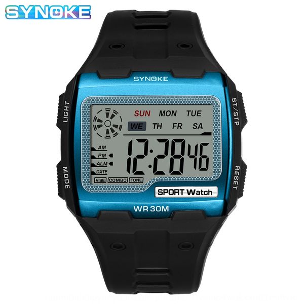 

square large screen display electronic watch screen outdoor sports men's luminous waterproof multifunctional outdoor sports watch, Blue