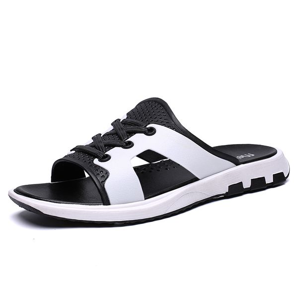 

men shoes summer hollow slippers fashion outdoor breathable casual couple beach sandal flip flops shoes beach slippers, Black