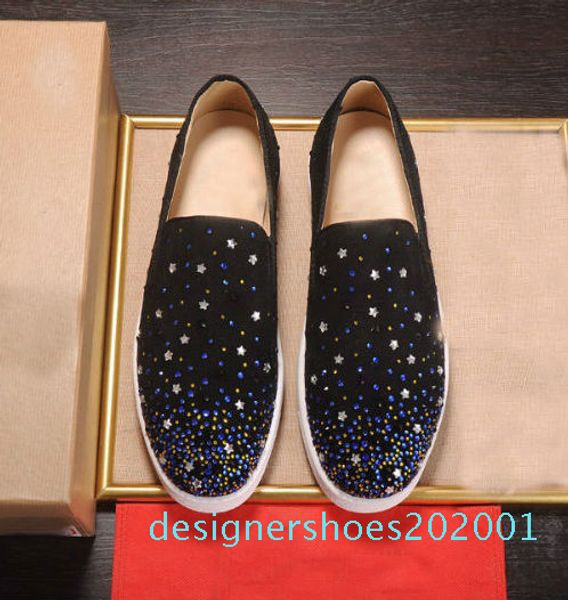 

fashion designer mens shoes low cut pointed flat red bottom leather casual party designer men and women shoes size 35-46 cs08, Black