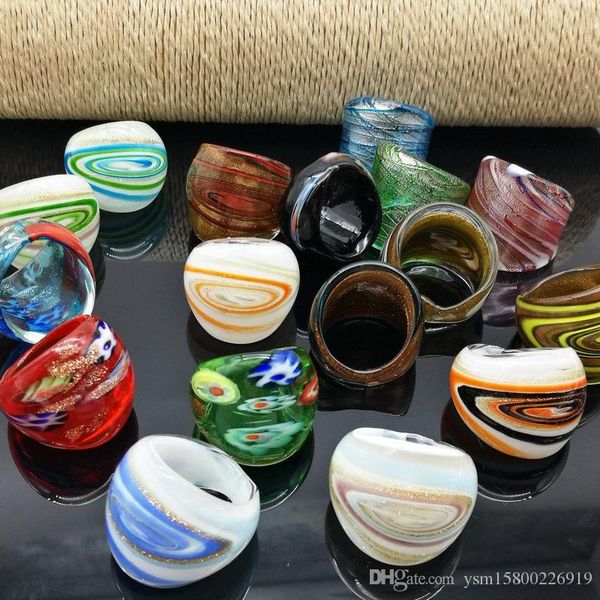 

17 pcs randomly mixed with coloured glaze rings murano gold foil color ring more 1719 mm, Silver