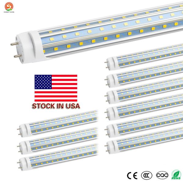 Tubi LED T8 4FT - Lampadina LED a forma di V a doppia fila da 60 W, bianco freddo, lampadine fluorescenti di ricambio (equivalenti a 150 W), copertura trasparente filo diretto a tripla fila Bi-pin G13 doppia estremità