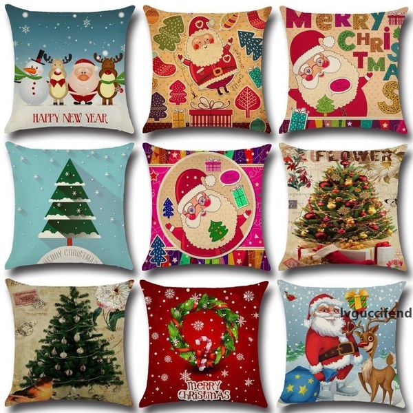 

selling printed cushion cover christmas linen sofa pillowcase cushion cover creative home decoration