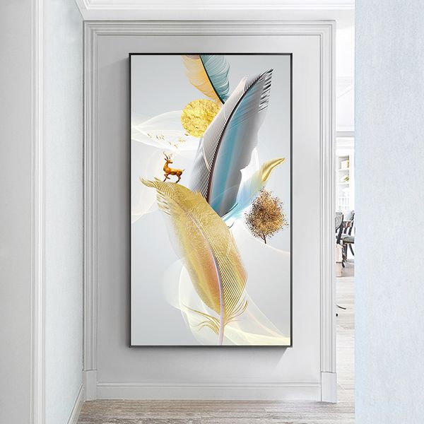 

modern abstract art beautiful feather canvas painting wall art pictures for living room home decor (no frame