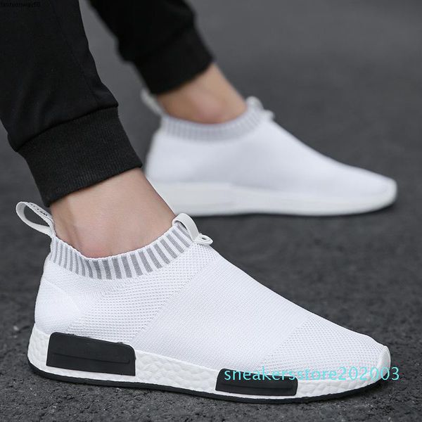 

sock casual lightweight summer shoes men non-leather sneakers cork men shoes sneakers breathable air mesh slip on s03, Black