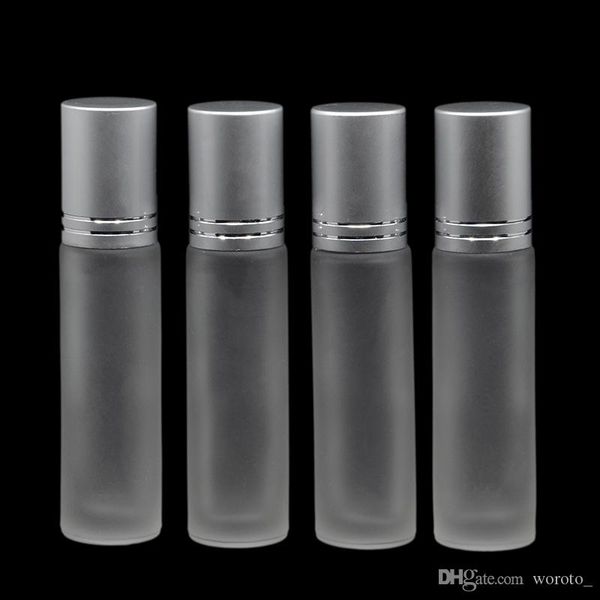 

10ml elegant frost glass roll on essential oils perfume bottles with stainless steel roller ball ing